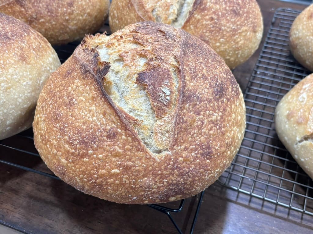 Fresh artisan sourdough loaves from Lindsey's Market